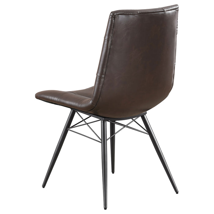 Aiken Faux Leather Upholstered Dining Side Chair Dark Brown (Set of 4)