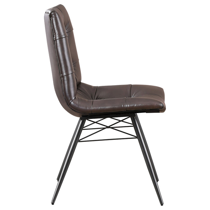 Aiken Faux Leather Upholstered Dining Side Chair Dark Brown (Set of 4)