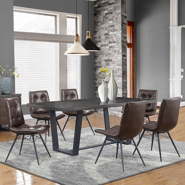 Aiken Faux Leather Upholstered Dining Side Chair Dark Brown (Set of 4)