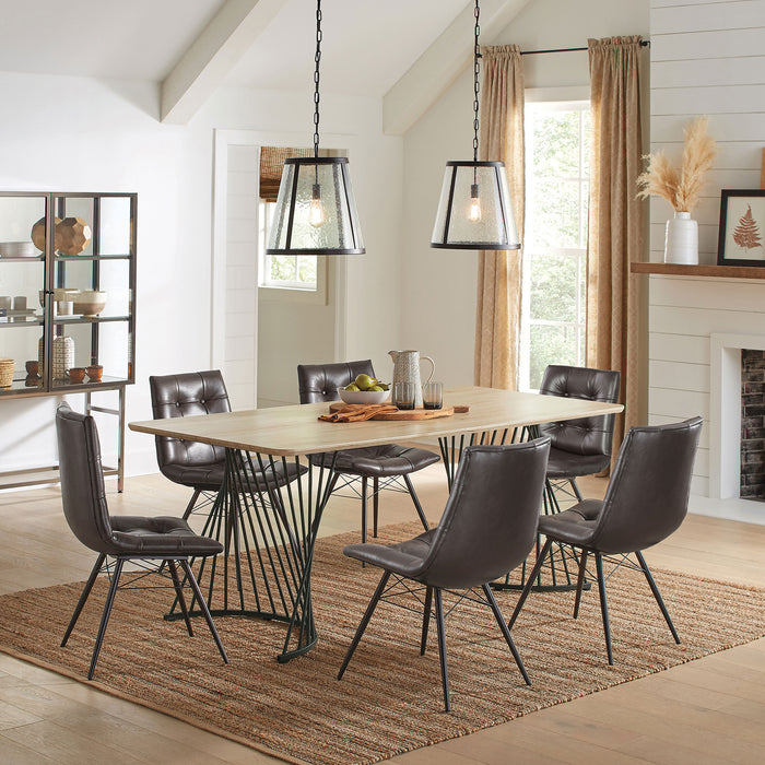 Aiken Faux Leather Upholstered Dining Side Chair Dark Brown (Set of 4)