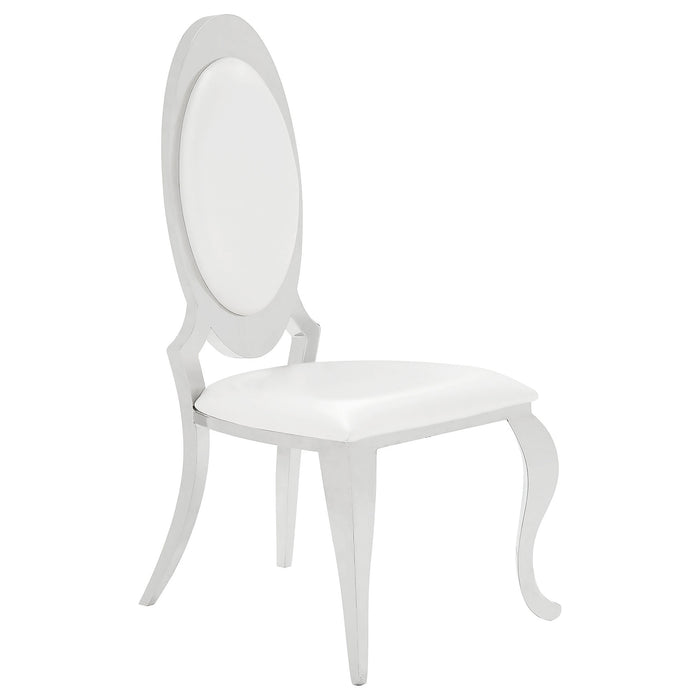 Antoine 7-piece Black Tempered Glass Dining Set Cream White Chairs