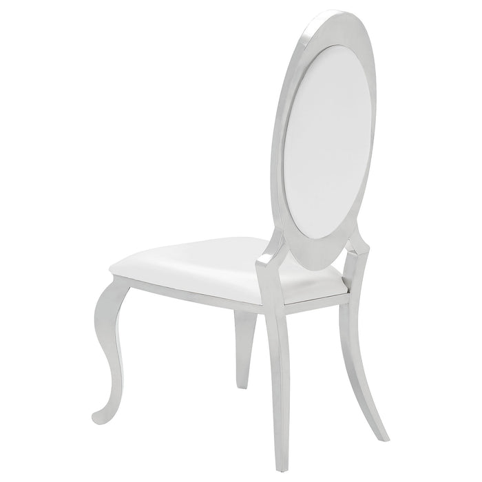 Antoine 7-piece Black Tempered Glass Dining Set Cream White Chairs