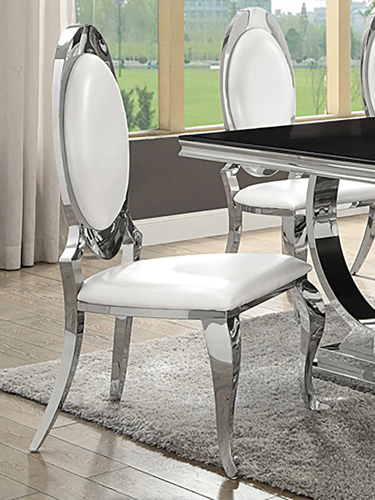 Antoine Oval-Back Faux Leather Dining Side Chair Cream White Set of 2