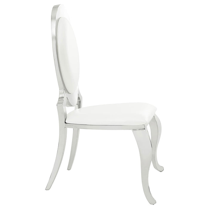 Antoine Oval-Back Faux Leather Dining Side Chair Cream White Set of 2