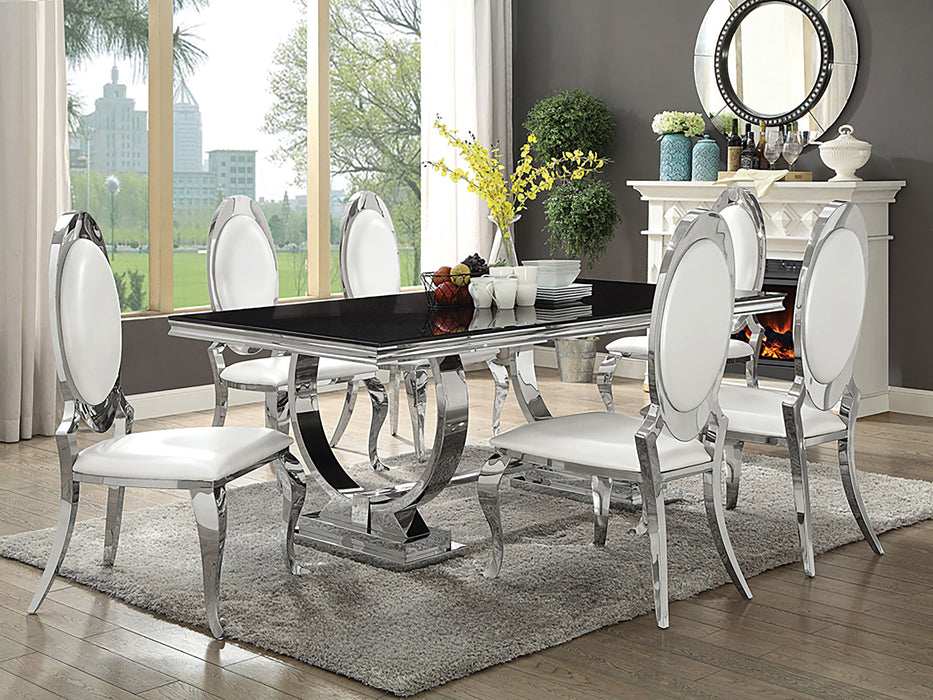 Antoine Oval-Back Faux Leather Dining Side Chair Cream White Set of 2