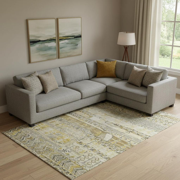 10' X 14' Striped Washable Area Rug With UV Protection (705203) - Brown / Beige / Gray