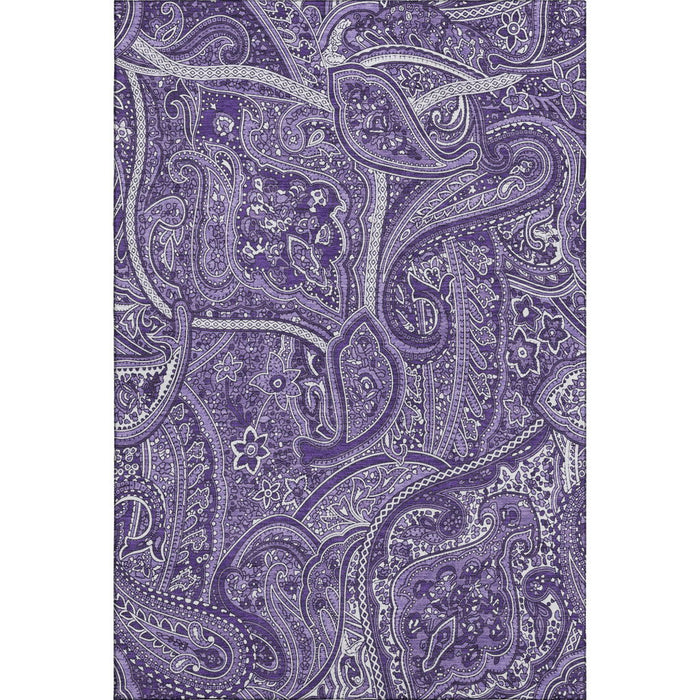 10' X 14' Paisley Washable Area Rug With UV Protection (652665) - Purple / Ivory