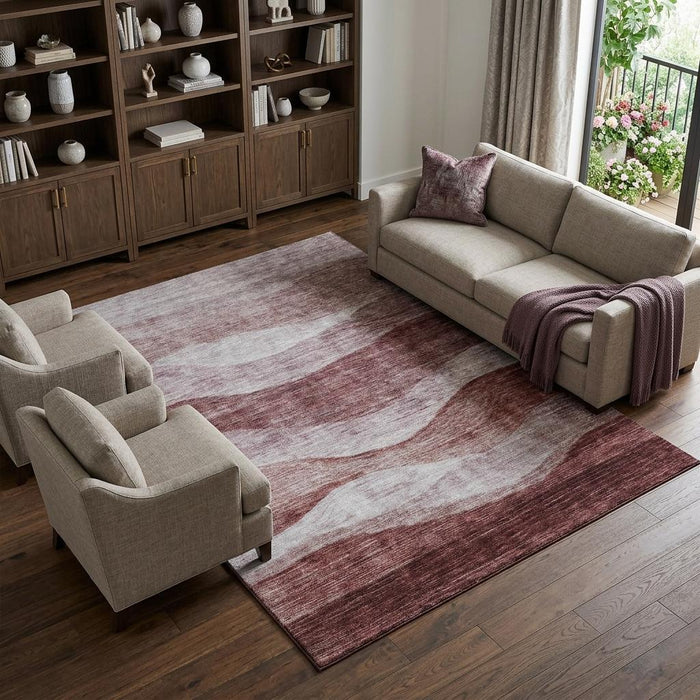 10' X 14' Abstract Washable Area Rug With UV Protection (686318) - Blush / Pink