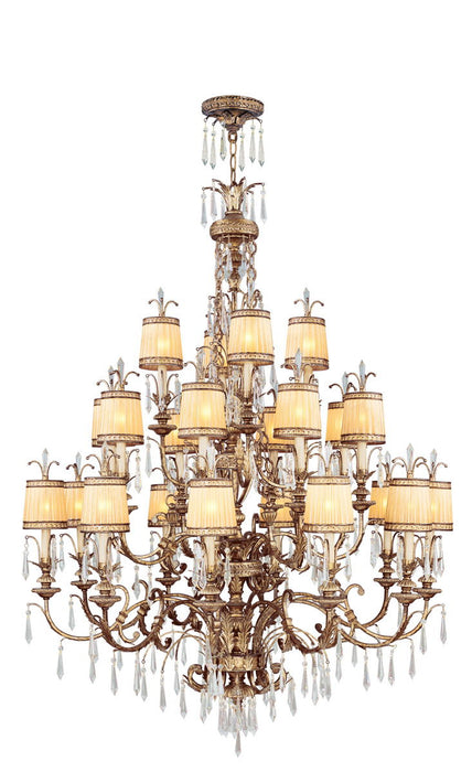 Multi Light Metal Dimmable Chandelier With Shades - Gold / Clear