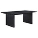 Black Brookmead 100-inch extension leaf dining table by CoasterEssence, showing the sleek tabletop and extended leaves.
