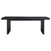 Brookmead 100-inch black extension leaf dining table by CoasterEssence, showing a sleek black wooden surface with extension leaves.