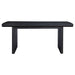Brookmead 100-inch extension leaf dining table in black by CoasterEssence, showcasing a sleek, sturdy furniture piece with a polished surface.