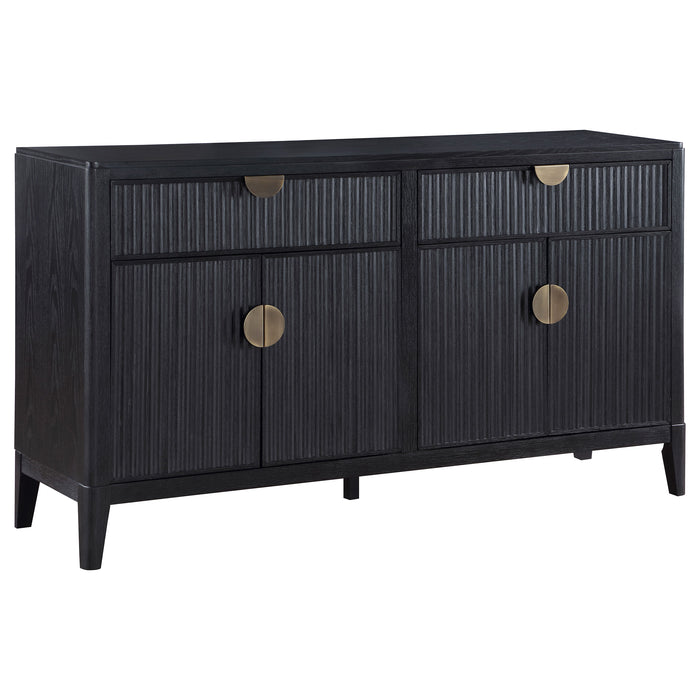 Black Brookmead 4-door sideboard buffet storage cabinet by CoasterEveryday, featuring sleek design and spacious storage.