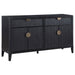 Black Brookmead 4-door sideboard buffet storage cabinet by CoasterEveryday, featuring sleek design and spacious storage.