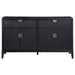Black Brookmead 4-door sideboard buffet storage cabinet by CoasterEveryday showing spacious doors and sleek modern design.