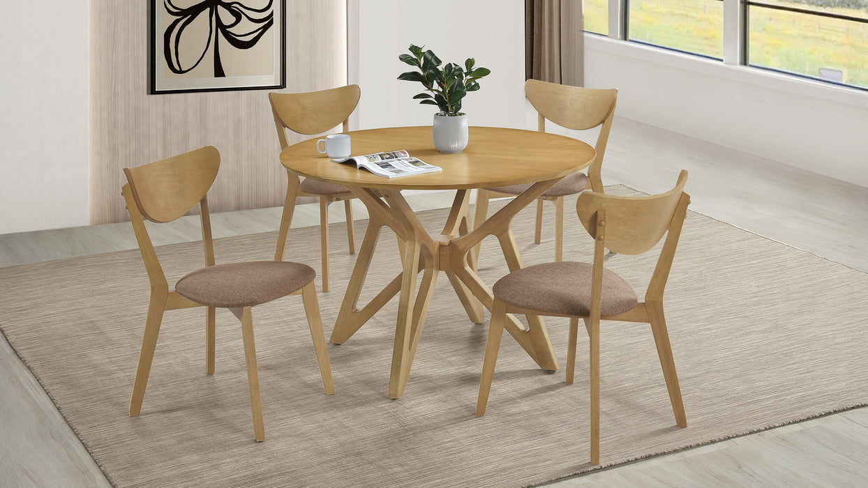 Elowen 5-piece Round Solid Wood Dining Set Light Walnut