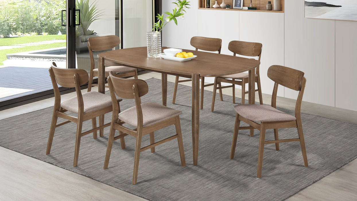 Dortch 7-piece Oval Dining Set with Upholstered Chairs Walnut
