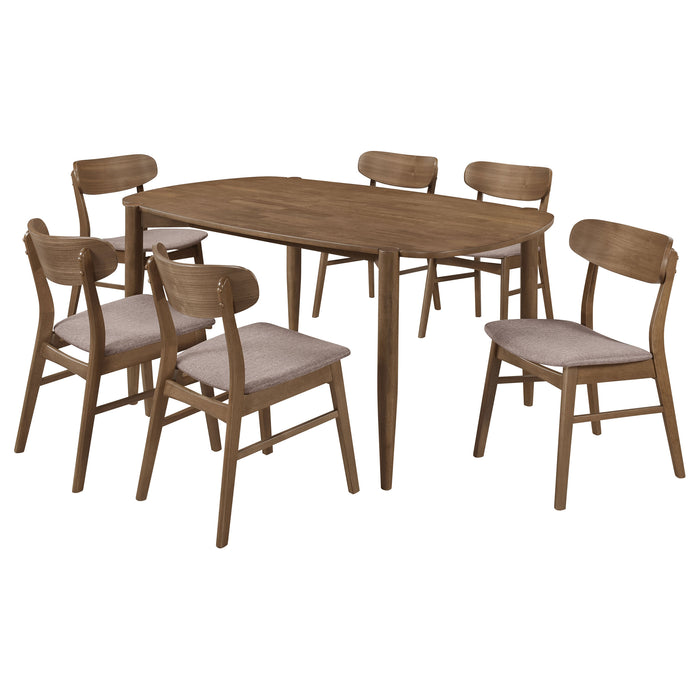 Dortch 7-piece Oval Dining Set with Upholstered Chairs Walnut