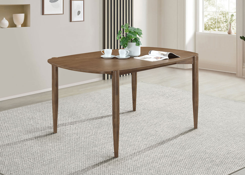 Dortch 63-inch Oval Rubberwood Dining Table with Tapered Legs Walnut