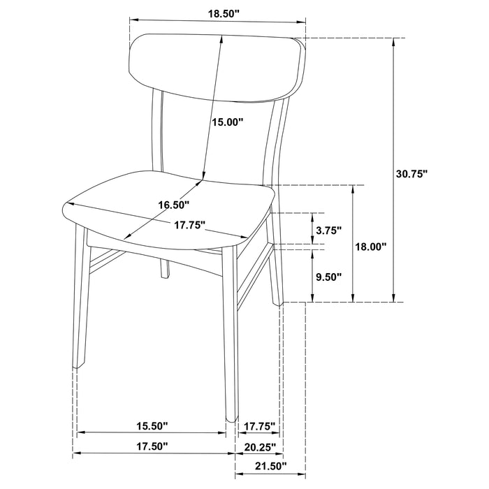 Dortch Curved-Back Upholstered Dining Side Chair Walnut Set of 2