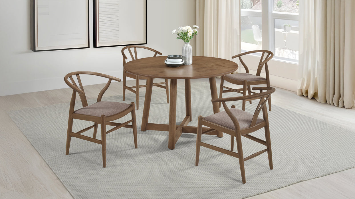 Dinah 5-piece Round Solid Wood Dining Set Walnut
