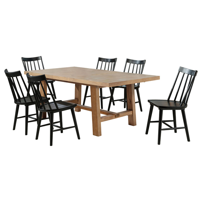 Middleton 7-piece 76-inch Extension Leaf Dining Set Brown and Black