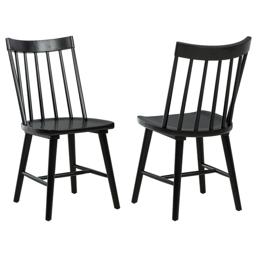 Set of two black Middleton solid wood dining side chairs with sleek, modern design and sturdy construction.