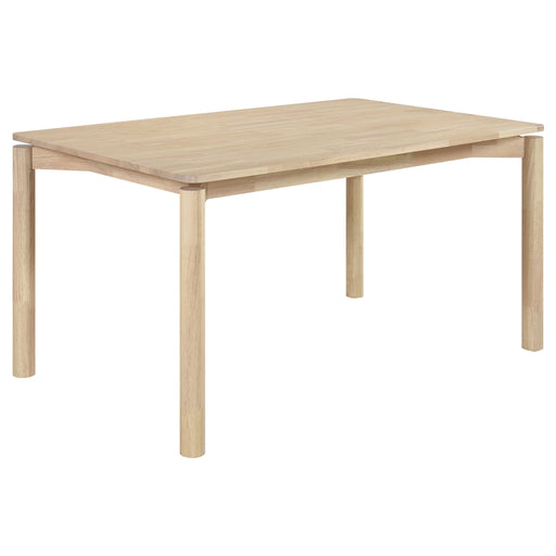 White washed 59-inch rectangular dining table by CoasterEveryday, showcasing sturdy wooden furniture with a modern design.