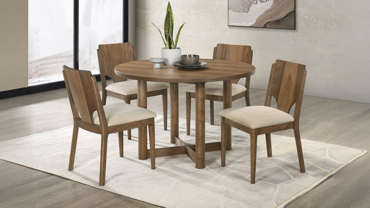 Crestmore 5-piece 46-inch Round Wood Dining Table Set Walnut