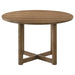 Crestmore 5-piece 46-inch round wood dining table set in walnut with matching chairs, modern CoasterEveryday furniture.