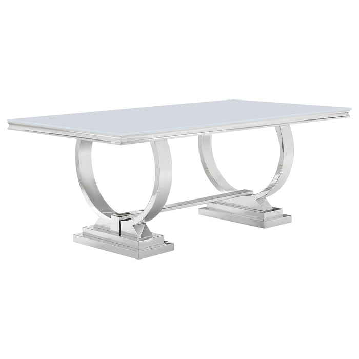 Antoine 7-piece White Tempered Glass Dining Set Cream White Chairs