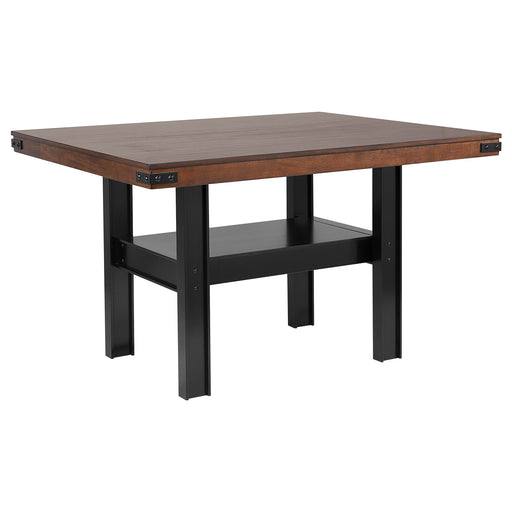 CoasterEveryday Patterson 60-inch mango oak counter height dining table with a sturdy wooden design and smooth tabletop surface.