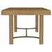 CoasterEveryday Arini 104-inch extension leaf dining table in sand wash finish, showing the sleek wooden surface and extended size.