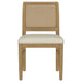 Set of two Arini Rattan Cane Dining Side Chairs in Sand Wash finish with woven cane seats and curved backs.