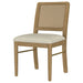 Set of two Arini Rattan Cane Dining Side Chairs in sand wash finish, featuring woven cane seats and curved rattan frames.