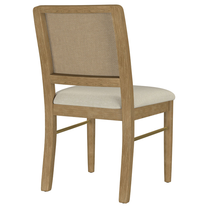 Set of two Arini Rattan Cane Dining Side Chairs in Sand Wash finish with woven cane seats and backrests, modern furniture by CoasterEveryday.