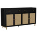 CoasterEveryday Arini black dining sideboard server with two drawers and cane doors
