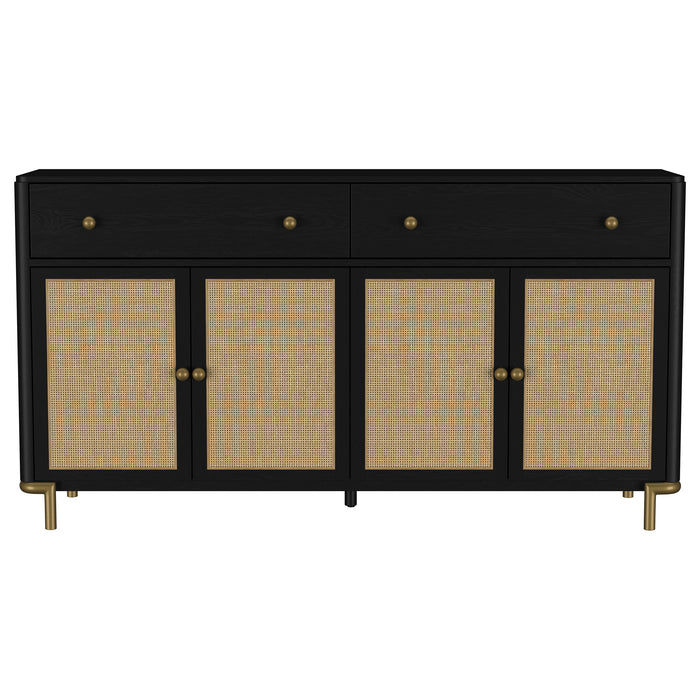 Black Arini 2-drawer cane door dining sideboard server by CoasterEveryday