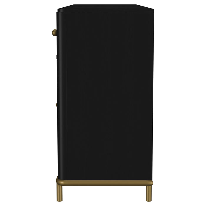 Arini black dining sideboard server with 2 drawers and cane doors by CoasterEveryday