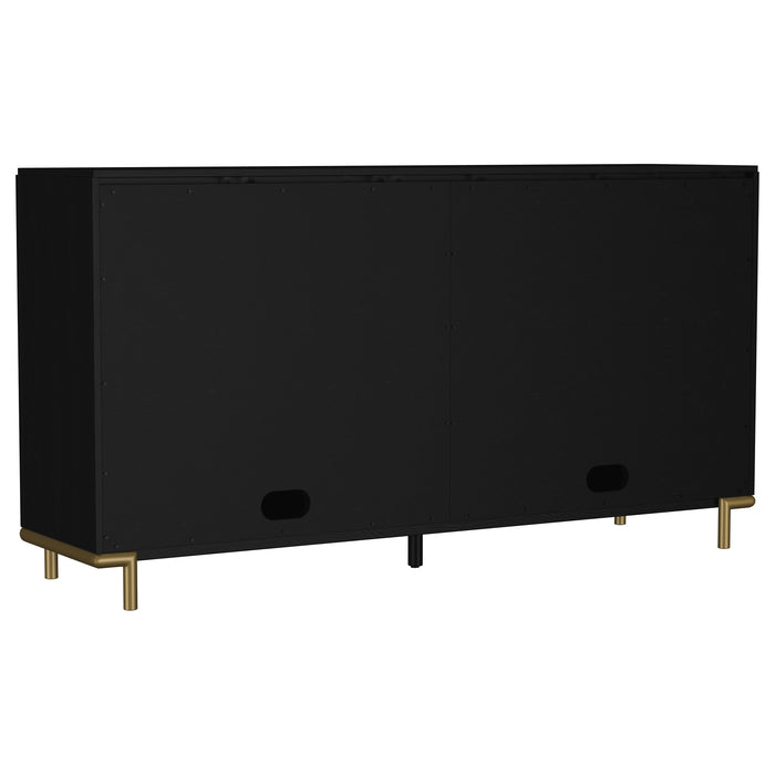 CoasterEveryday Arini black dining sideboard server with two drawers and cane doors