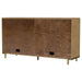 CoasterEveryday Arini 2-drawer cane door dining sideboard in sand wash finish showing drawers and cane doors