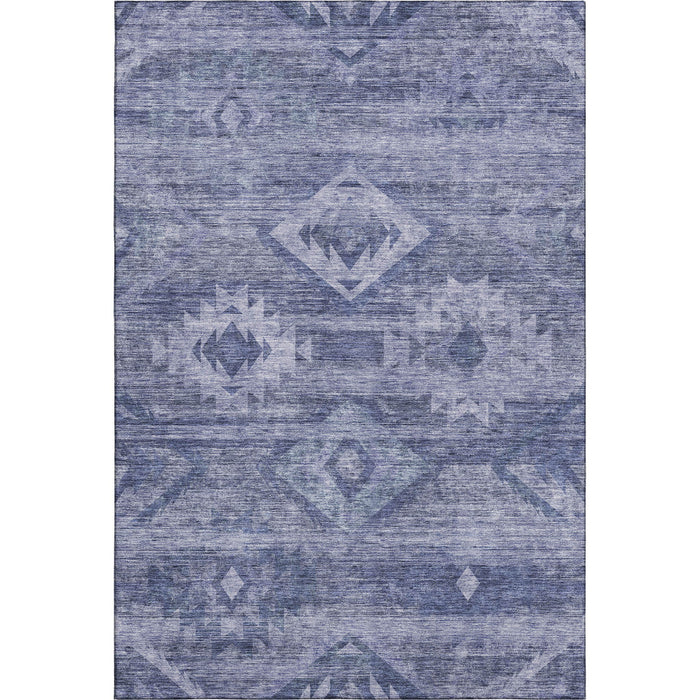 10' X 14' Southwestern Washable Area Rug With UV Protection - Navy Blue And Ivory