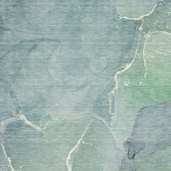 10' X 14' Abstract Washable Area Rug With UV Protection (646996) - Teal / Ivory