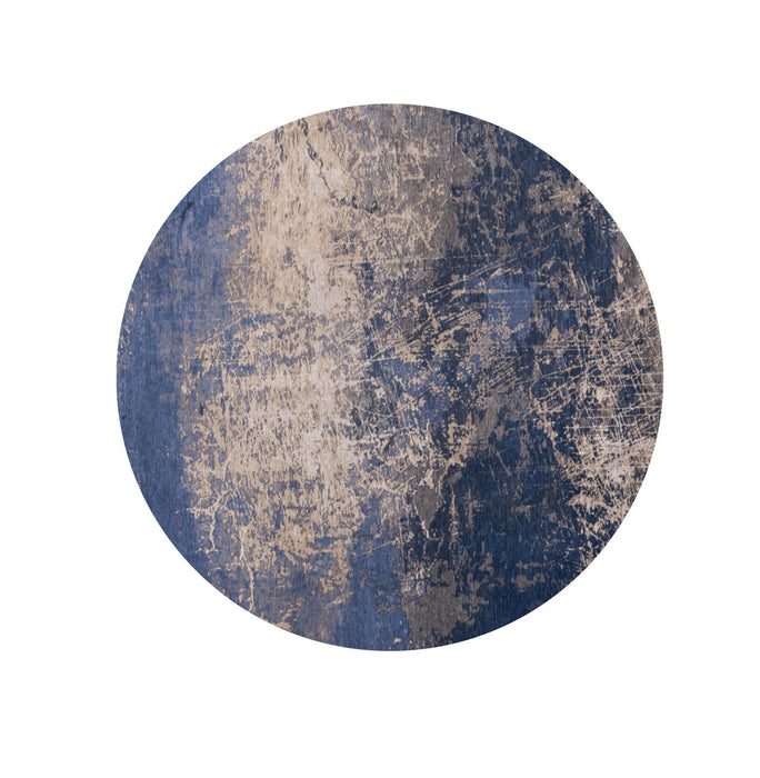 4' x 4' Round Abstract Non Skid Area Rug - Blue And Gray