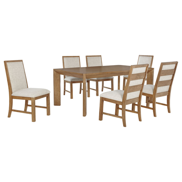 Bruner 7-piece 72-inch rectangular dining set in natural brown by CoasterEveryday