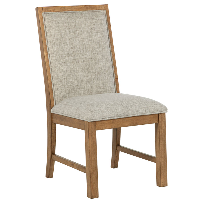 CoasterEveryday Bruner 7-piece 72-inch rectangular dining set with natural brown wood finish, including table and six chairs.