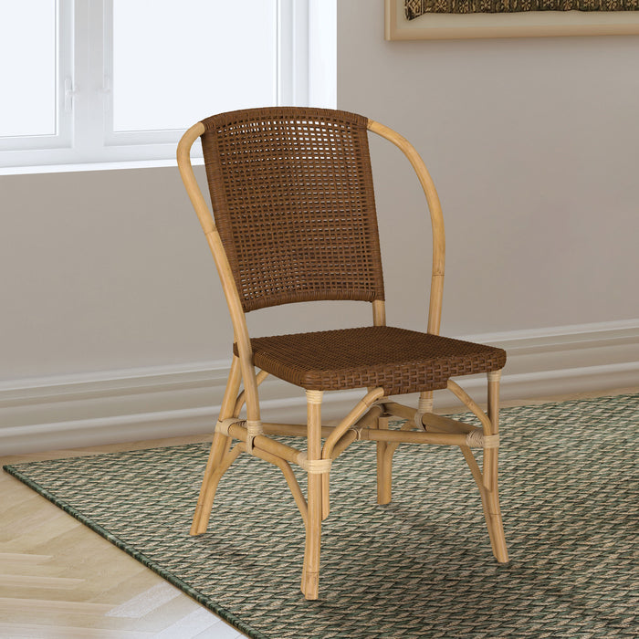 Lexley Woven Rattan Dining Side Chair Brown (Set of 2)