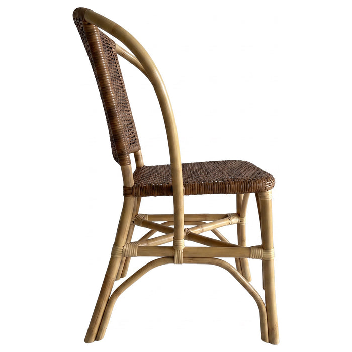 Lexley Woven Rattan Dining Side Chair Brown (Set of 2)