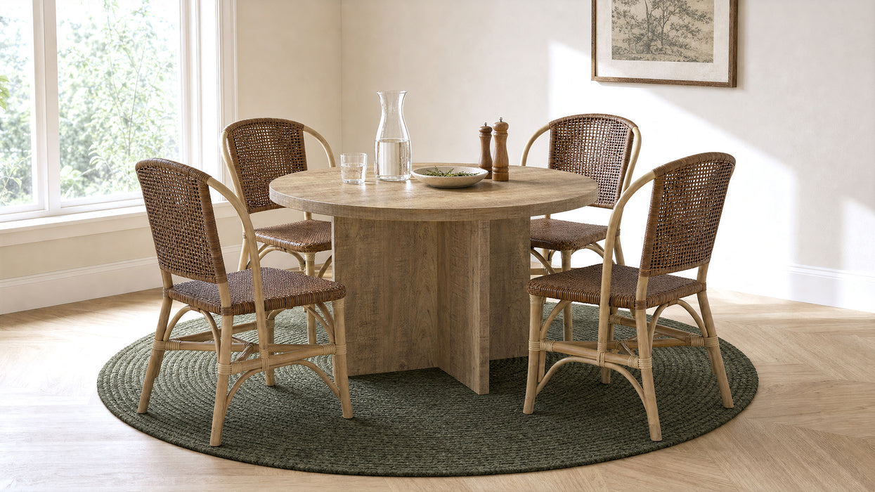 Lexley Woven Rattan Dining Side Chair Brown (Set of 2)