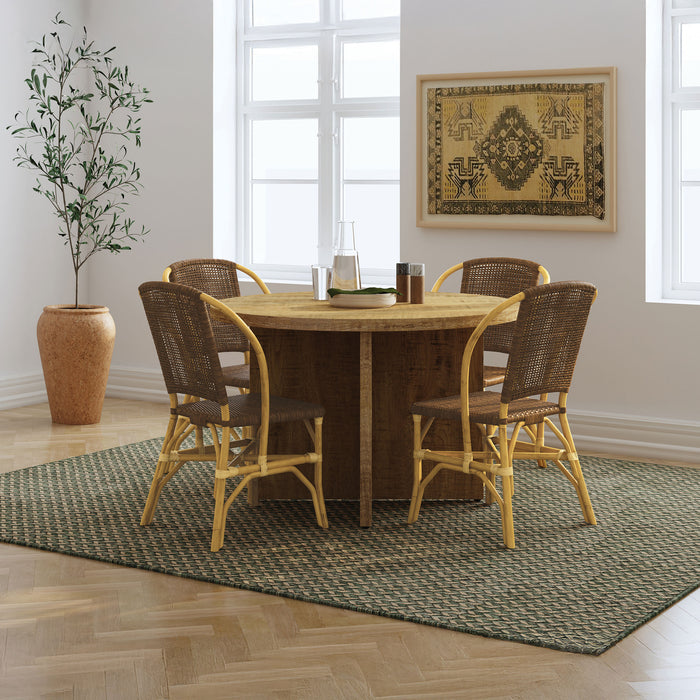 Lexley Woven Rattan Dining Side Chair Brown (Set of 2)